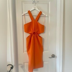 Orange Echo O-Ring Cutout Sheath Dress